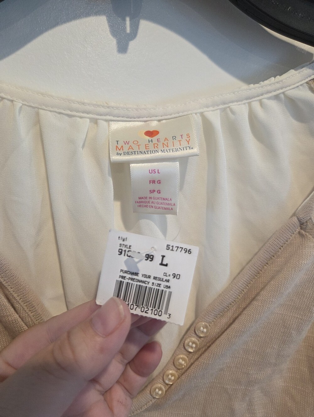 NWT Cream Color Lightweight Maternity Shirt - Picture 4 of 6